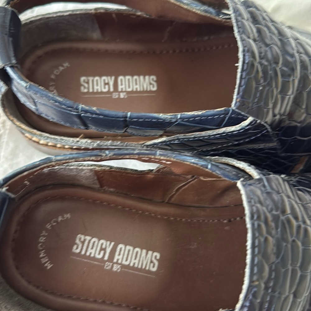 Stacy Adams Blue Crocodile Pattern Loafers - Picture 2 of 9